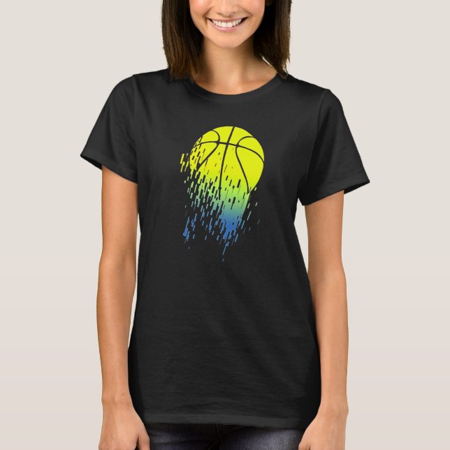 Neon Basketball Glitch T Shirt (Framsida)