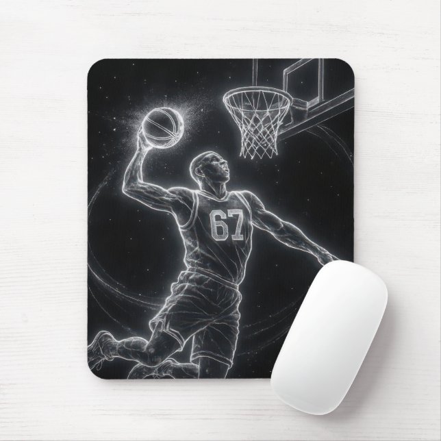 Neon Basketspelare Nummer 67 Musmatta (Med mus)