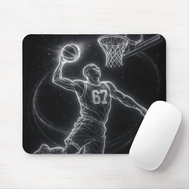 Neon Basketspelare Nummer 67 Musmatta (Med mus)