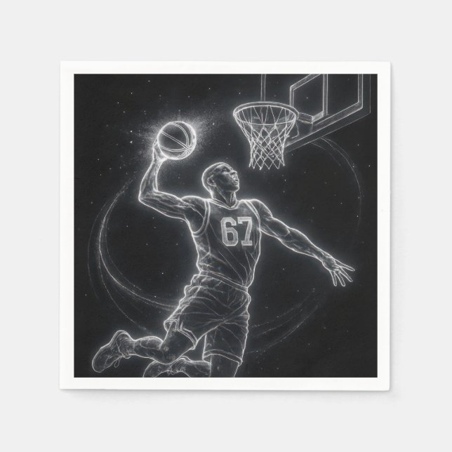 Neon Basketspelare Nummer 67 Pappersservett (Framsidan)
