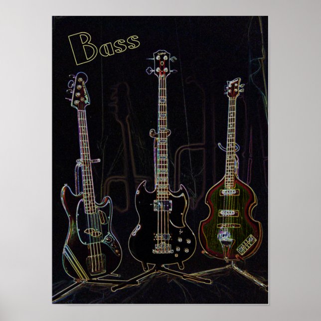 Neon Bass-utskrift Poster (Framsidan)