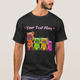 Neon Bear Family Digital Art T Shirt
