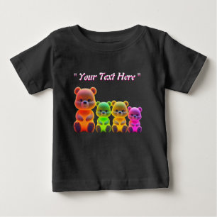 Neon Bear Family Digital Art T Shirt