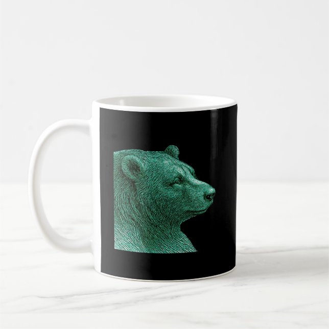Neon Bear Line Art Coffee Mug – Modern Wildlife Il Kaffemugg (Vänster)