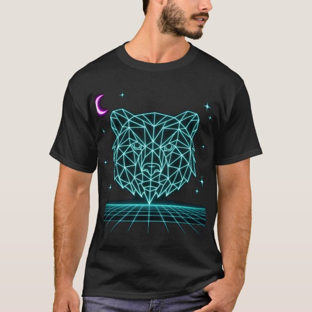 Neon Bear Synthwave - Retro Skogsmonster T-shirt (Framsida)
