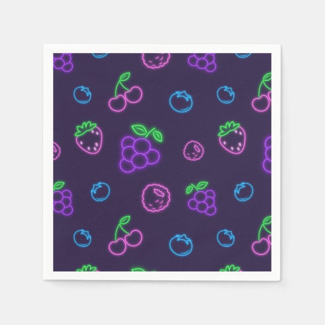 Neon Berry Mönster Pappersservetter (Framsidan)