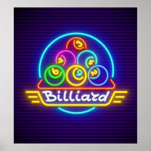Neon Billiards-utskrift, värde Poster Papprare (p