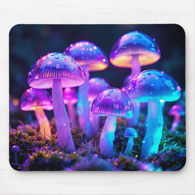 Neon Bioluminescent mushroom Mouse Pad for Desk Musmatta (Framsidan)