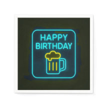 Neon Birthday Beer Mugg on Black