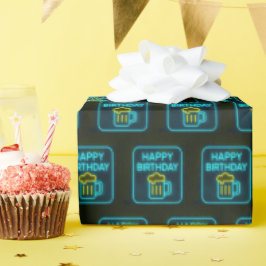 Neon Birthday Beer Mugg on Black Presentpapper