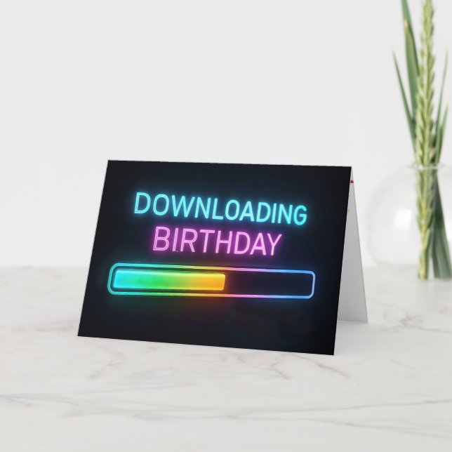 Neon Birthday Computer Loading Bar Kort (Framsida)