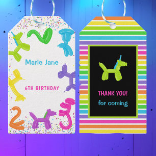 NEON BIRTHDAY DJUR BALLOONS PRESENTETIKETT
