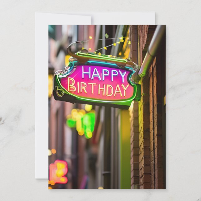 Neon Birthday Sign Födelsedagsfest inbjudan (Framsida)