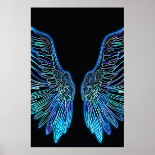 Neon Black and Blue Vinkel Vingar Poster