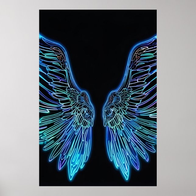 Neon Black and Blue Vinkel Vingar Poster (Framsidan)