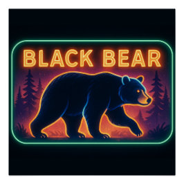 Neon Black Bear Poster Perfect Poster