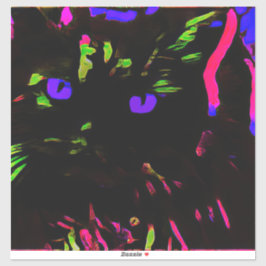 Neon Black Cat med Glowing Ögon Klistermärken