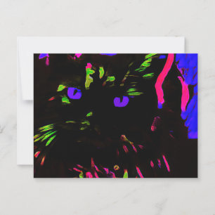 Neon Black Cat med Glowing Ögon Vykort