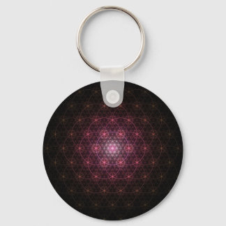 Neon Black Flower of Life Nyckelring