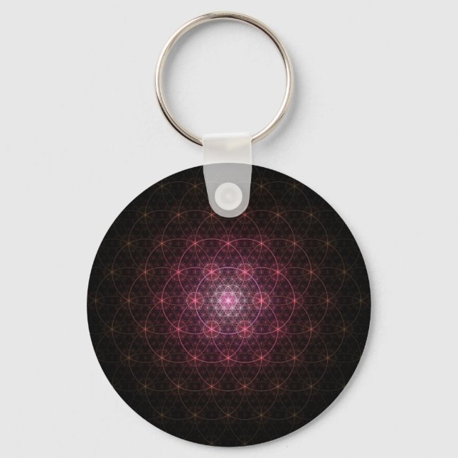 Neon Black Flower of Life Nyckelring (Framsida)