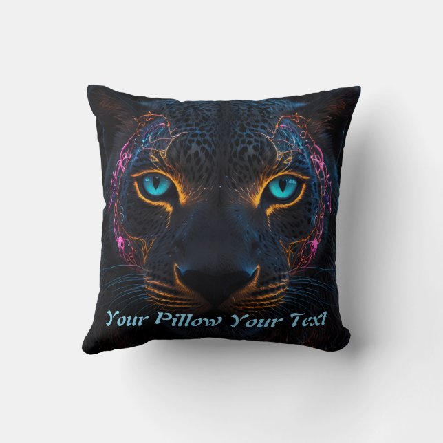 Neon Black Leopard Kudde (Baksida)
