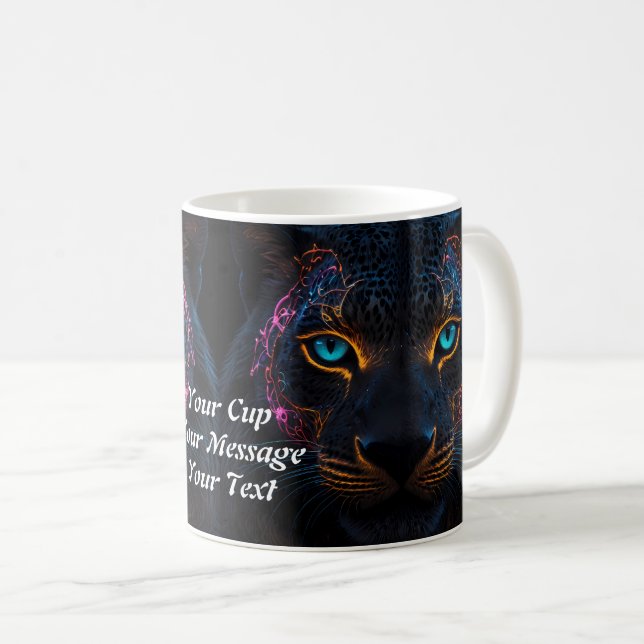 Neon Black Leopards Kaffemugg (Framsida höger)