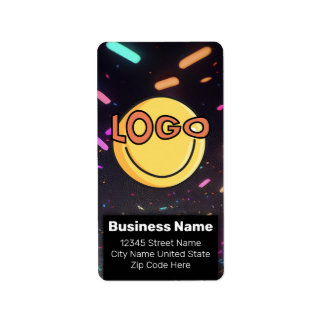 Neon Black Nightlife Evanding Business Branding Adressetikett