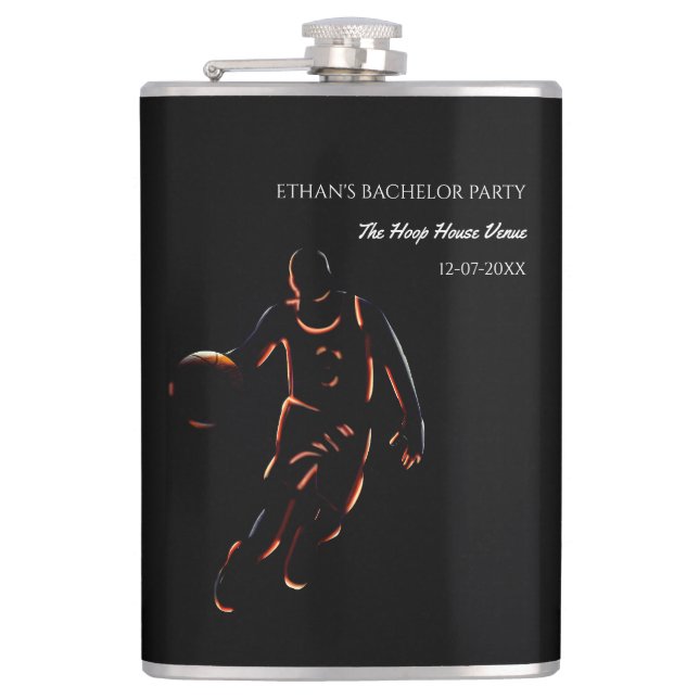 Neon Black Orange Basketball tema party helg Fickplunta (Framsidan)