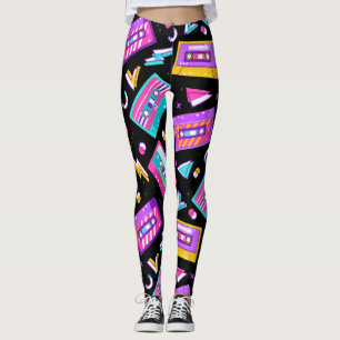 Neon & Black Trendig 80's Cassette Music Leggings