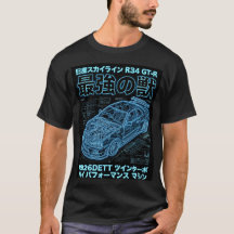 Neon Blåprint Himmelslinje R34 Techwear Grafisk