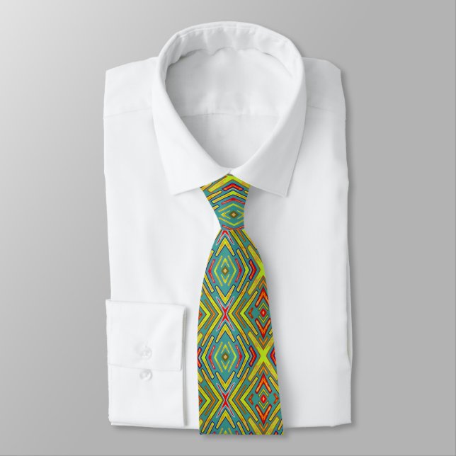 Neon Blixt Flash Kul Gul Grön  Slips (Bunden)