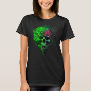 Neon Blommig Dödskalle Gotisk Sockerkalle T Shirt