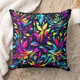 Neon Blommigt Burst Art Kudde