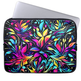 Neon Blommigt Burst Art Laptop Fodral