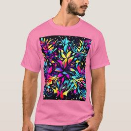 Neon Blommigt Burst Art T Shirt