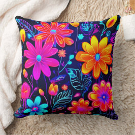 Neon Blommigt Fantasy Kudde