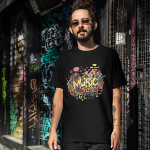Neon Blommigt Music Note Shirt - Färgfull Sublicma T