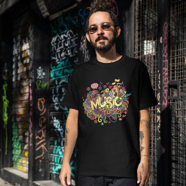 Neon Blommigt Music Note Shirt - Färgfull Sublicma T Shirt