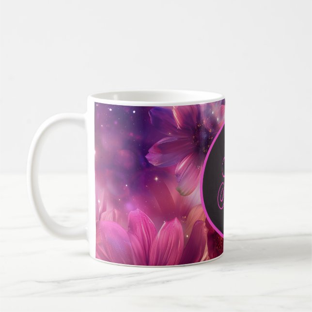 Neon Blommönster med Monogram Kaffemugg (Vänster)