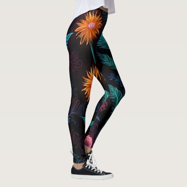 Neon Bloom: Enigmatic Garden of Ljus Leggings (Höger)