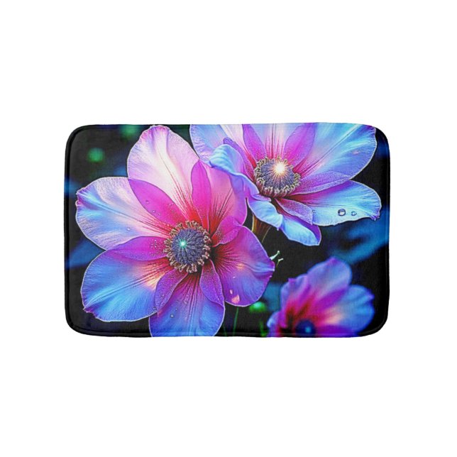 Neon Bloom Flower Magic Glow Design Badrumsmatta (Framsidan)