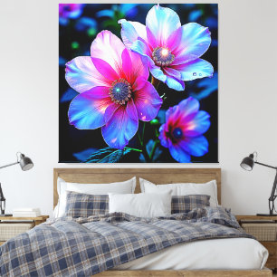 Neon Bloom Flower Magic Glow Design Canvastryck