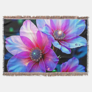 Neon Bloom Flower Magic Glow Design Filt