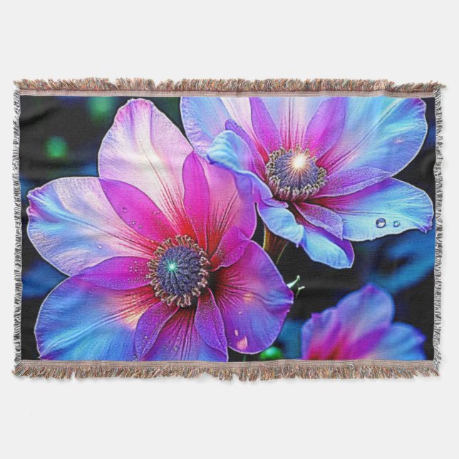 Neon Bloom Flower Magic Glow Design Filt (Framsidan)