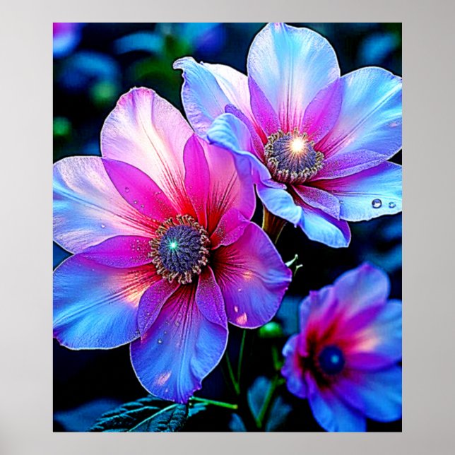 Neon Bloom Flower Magic Glow Design Poster (Framsidan)