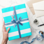 Neon Blue and White Classic Vågrät stripe Presentpapper<br><div class="desc">Neon Blue and White Classic Vågrät Strepe Wrapped Papper</div>