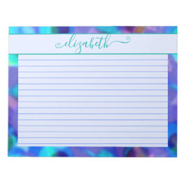 Neon Blue & Aqua Abstrakt Watercolor Anteckningsblock