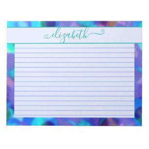 Neon Blue & Aqua Abstrakt Watercolor Anteckningsblock