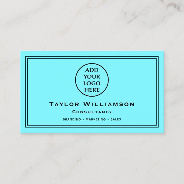 Neon Blue Black Corporate Business Logotyp Visitkort (Framsida)
