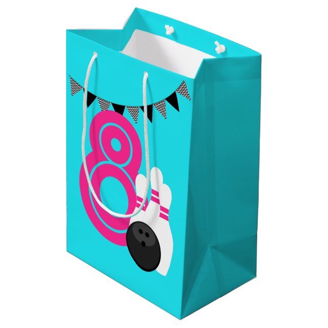 Neon Blue Bowling Birthday Gift Bag (Baksidan Vinklad)
